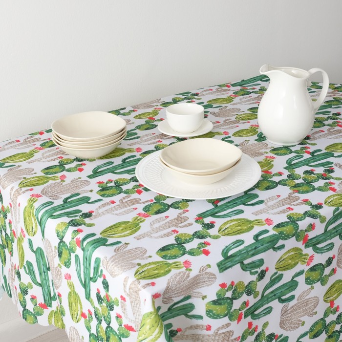фото Скатерть «доляна» кактусы 110×140 см, 100% п/э