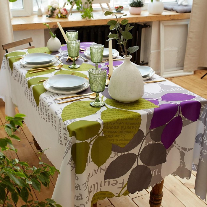 фото Скатерть доляна «листья» 140×180 см, 100% п/э