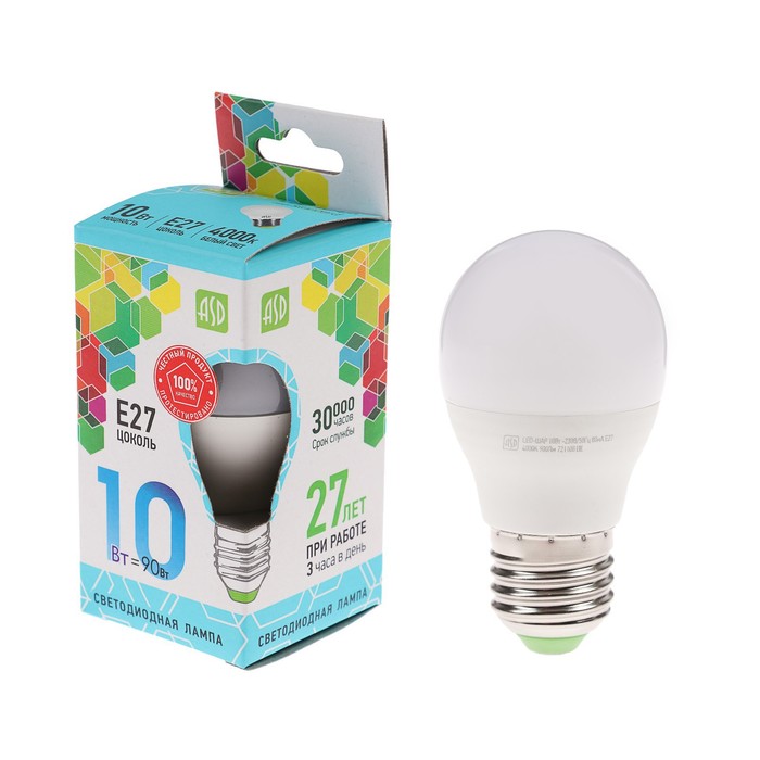 Лампа светодиодная ASD LED-ШАР-standard, Е27, 10 Вт, 210 - 240 В, 4000 К, 900 Лм
Лампа светодиодная ASD LED-ШАР-standard, Е27, 10 Вт, 210 - 240 В, 4000 К, 900 Лм