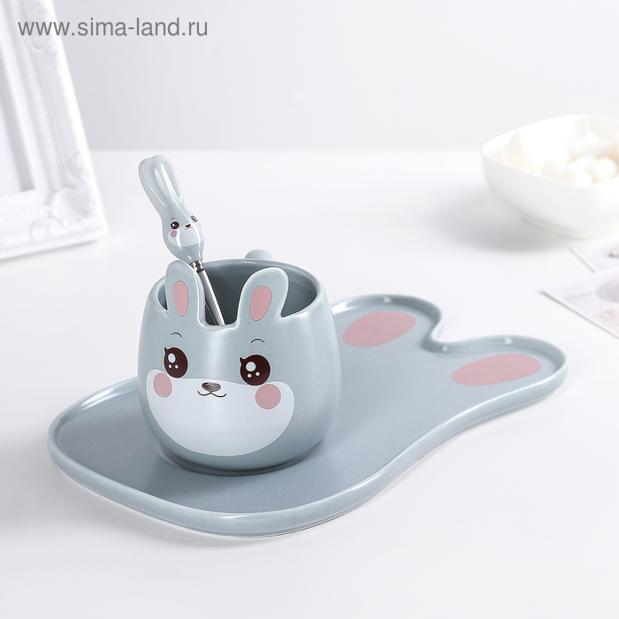 Набор чайный «Зайка», 3 предмета: чашка 200 мл, ложка, подставка 22×15 см, цвет серый
Набор чайный «Зайка», 3 предмета: чашка 200 мл, ложка, подставка 22×15 см, цвет серый