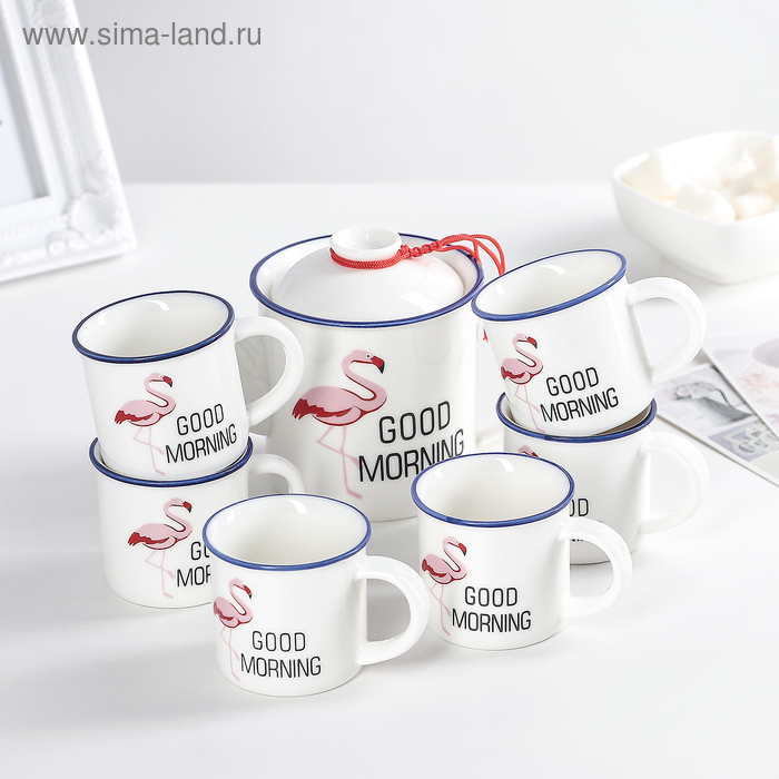 Набор чайный «Фламинго», 7 предметов: чайник 400 мл, 6 кружек 100 мл, рисунок МИКС
Набор чайный «Фламинго», 7 предметов: чайник 400 мл, 6 кружек 100 мл, рисунок МИКС