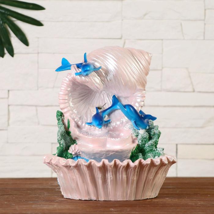 фото Фонтан "дельфины у раковины" 15*15*23 см (с подсветкой)