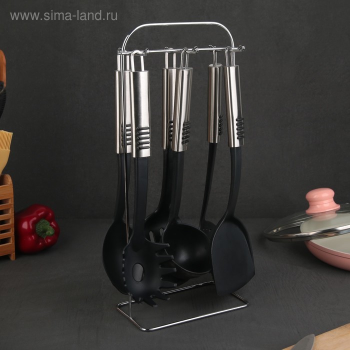 Набор кухонных принадлежностей «Фидель», 6 предметов, на подставке
Набор кухонных принадлежностей «Фидель», 6 предметов, на подставке