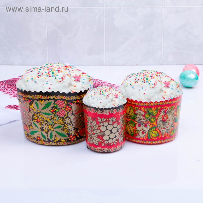 Набор бумажных форм для кулича "Хохлома - 2" 3 вида по 3 шт.
Набор бумажных форм для кулича "Хохлома - 2" 3 вида по 3 шт.
