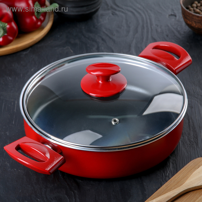 Сотейник Papilla Redio, 3,7 л, d=24 см, стеклянная крышка, пластиковые ручки, антипригарное покрытие, цвет красный
Сотейник Papilla Redio, 3,7 л, d=24 см, стеклянная крышка, пластиковые ручки, антипригарное покрытие, цвет красный
