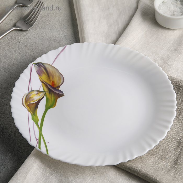 фото Тарелка обеденная доляна «дивные каллы», d=23 см, стеклокерамика