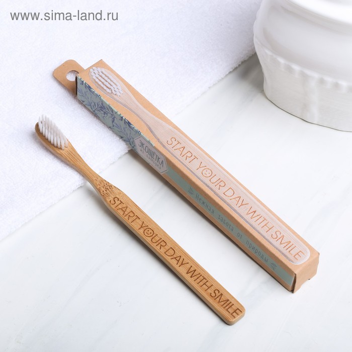 Бамбуковая зубная щётка Day with smile, 18 х 2 х 2 см 
Бамбуковая зубная щётка Day with smile, 18 х 2 х 2 см