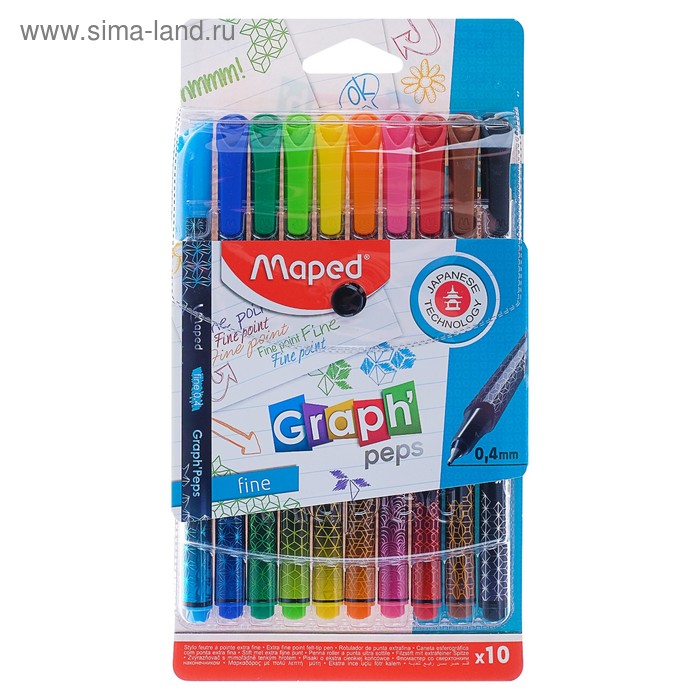 Набор капиллярных ручек 10 цветов, Maped Graph Peps, толщина линии - 0.4 мм, эргономичная зона обхвата, в футляре
Набор капиллярных ручек 10 цветов, Maped Graph Peps, толщина линии - 0.4 мм, эргономичная зона обхвата, в футляре
