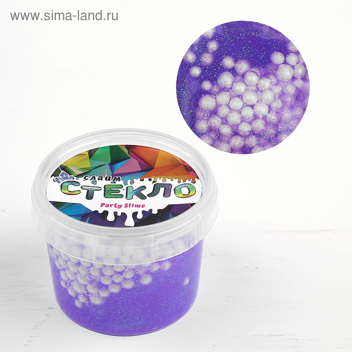 Слайм СТЕКЛО с фиолетовыми блёстками с ШАРИКАМИ, 90 г в банке
Слайм СТЕКЛО с фиолетовыми блёстками с ШАРИКАМИ, 90 г в банке