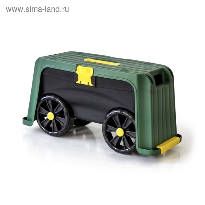 фото Скамейка-перевёртыш садовая, 58 × 24 × 30 см, с органайзером, максимальная нагрузка 100 кг, зелёная