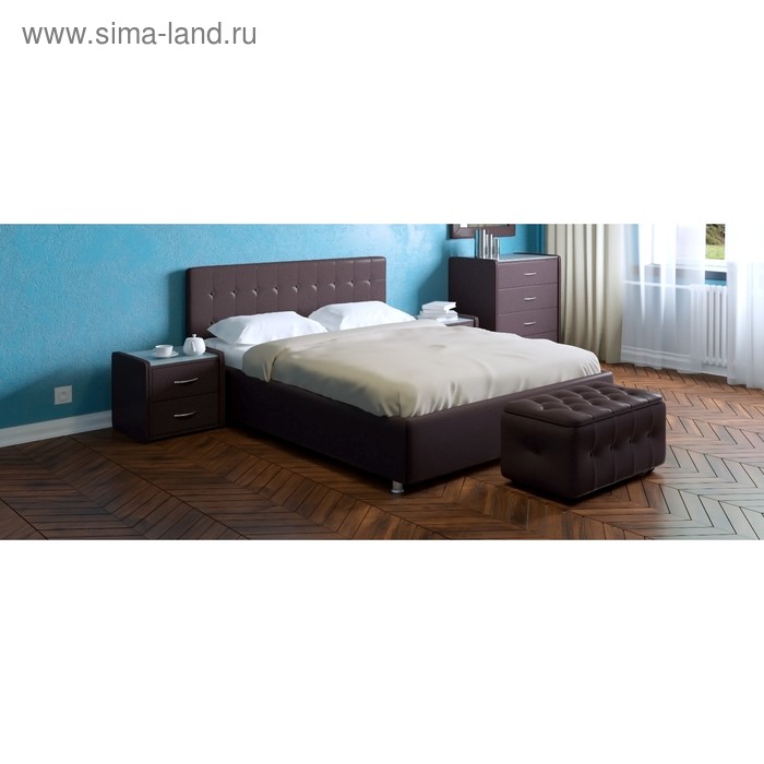 фото Кровать «космопорт» без пм, 140х200 см, встроенное основание, цвет коричневый архитектория