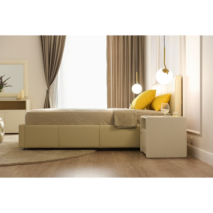 фото Кровать «атриум» без пм, 1800×2000 мм, встроенное основание, цвет nice beige архитектория