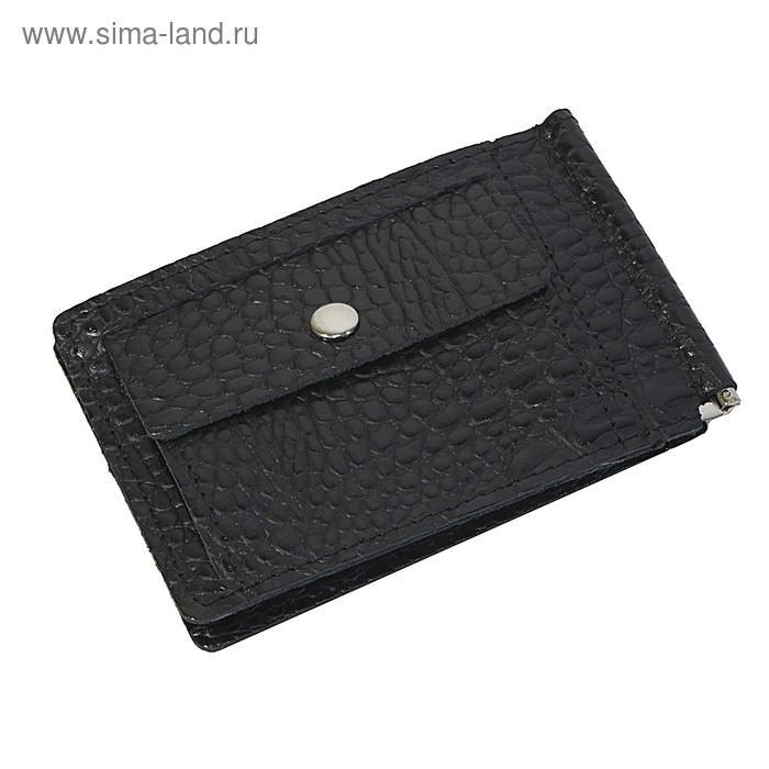 фото Портмоне с зажимом m-59, без застёжки, чёрный, кайман премьер