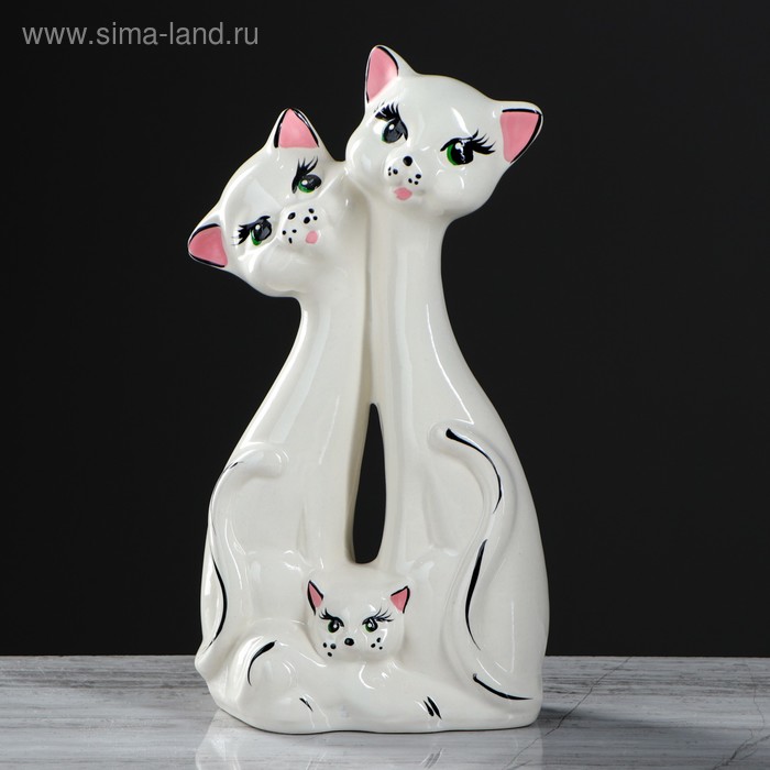 Копилка "Коты Семья", покрытие глазурь, белая, 26,5 см