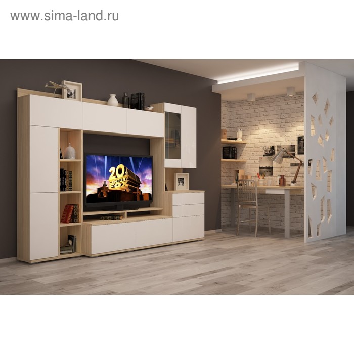 Стенка «Бостон», 2600 × 450 × 1920 мм, цвет белый глянец / туя светлая 
Стенка «Бостон», 2600 × 450 × 1920 мм, цвет белый глянец / туя светлая