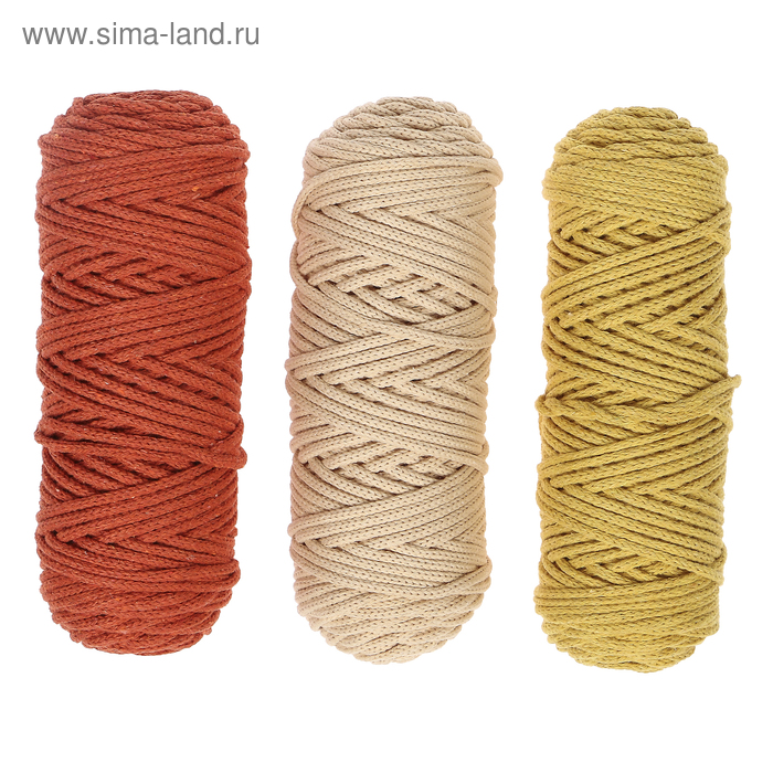Шнур для вязания 3мм 100% хлопок, 50м/85гр, набор 3шт (Комплект 15) МИКС
Шнур для вязания 3мм 100% хлопок, 50м/85гр, набор 3шт (Комплект 15) МИКС
