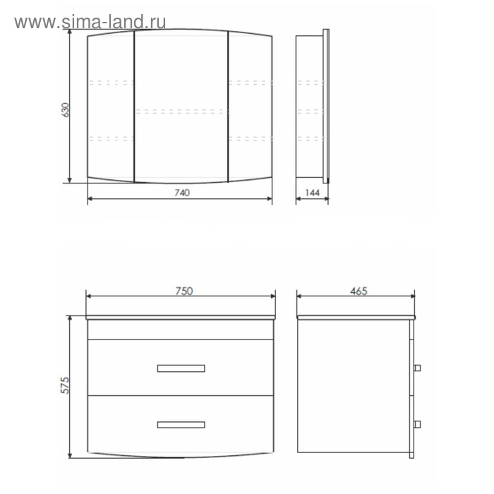 фото Тумба-умывальник comforty «лаура-75-2» белая с раковиной «quadro 75»