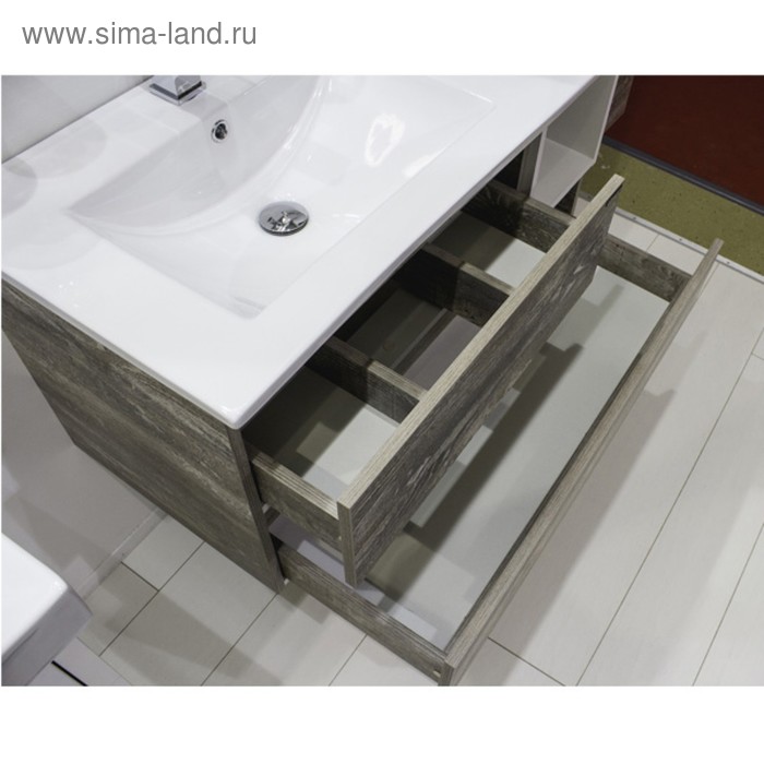 фото Тумба-умывальник comforty «турин-90l» дуб бежевый с раковиной comforty 9090el