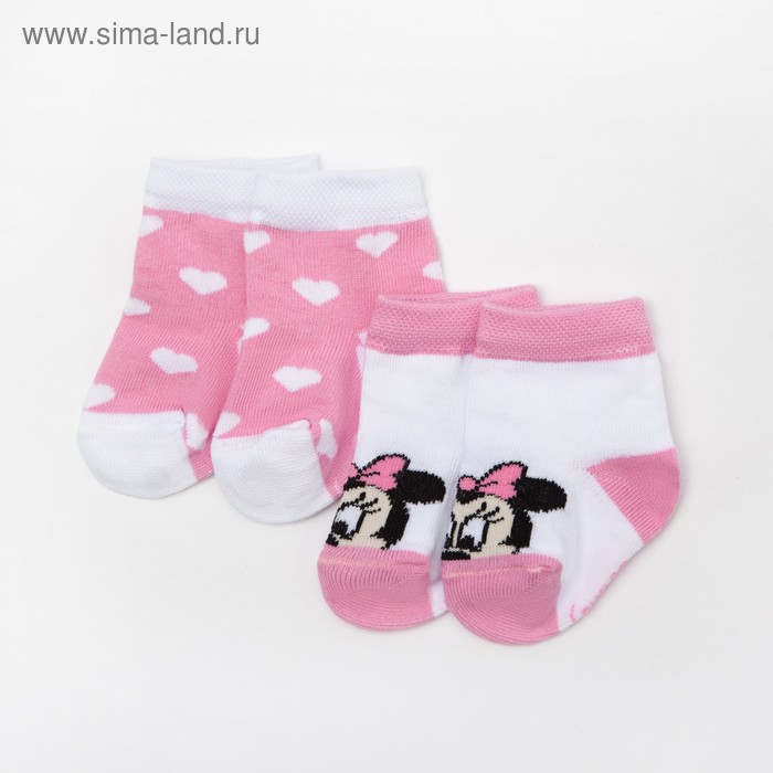 фото Набор носков "minnie mouse", белый/розовый, 10-12 см disney