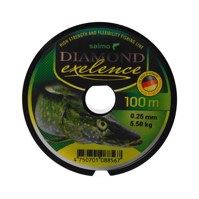 фото Леска монофильная salмo diaмond exelence, диаметр 0.25 мм, тест 5.5 кг, 100 м, зелёная salmo