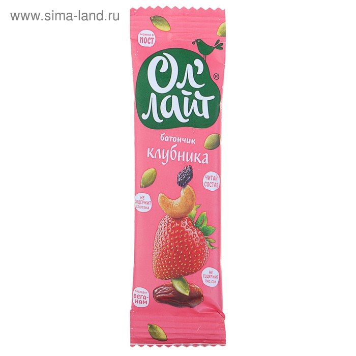 Батончик «Ол Лайт» фруктово-ореховый клубничный, 30 г
Батончик «Ол Лайт» фруктово-ореховый клубничный, 30 г
