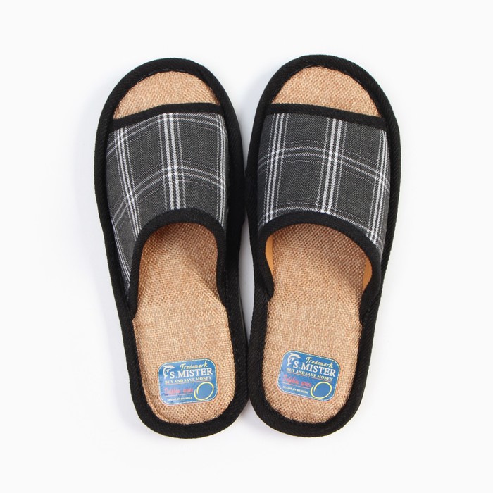 фото Тапочки мужские открытые, цвет чёрный, размер 40/41