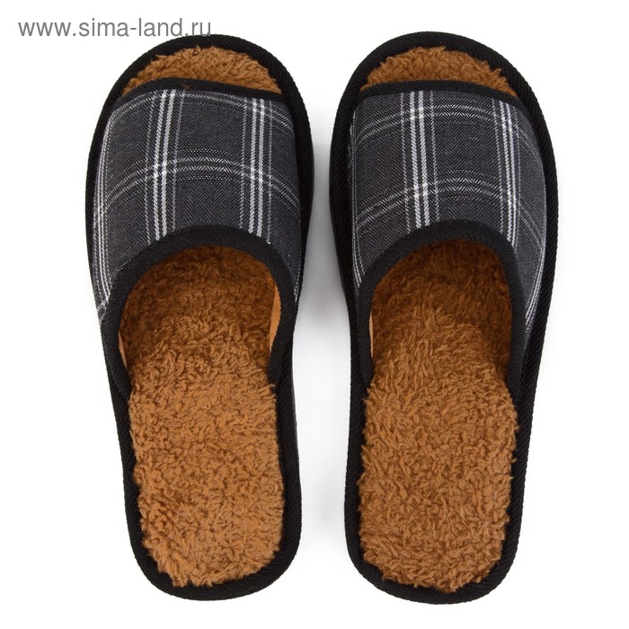 фото Тапочки мужские открытые, цвет чёрный, размер 44/45