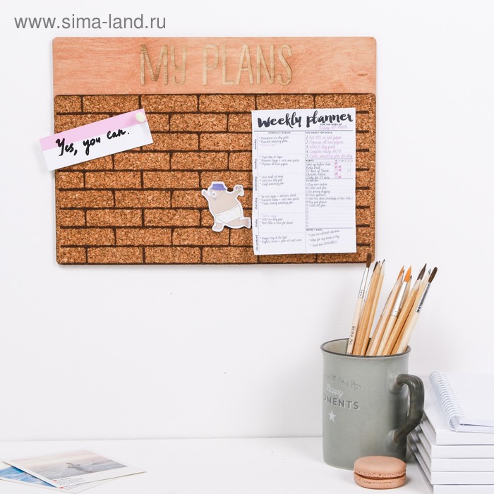 Органайзер настенный с пробковой доской "Мои планы", 21х29,7 см
Органайзер настенный с пробковой доской "Мои планы", 21х29,7 см