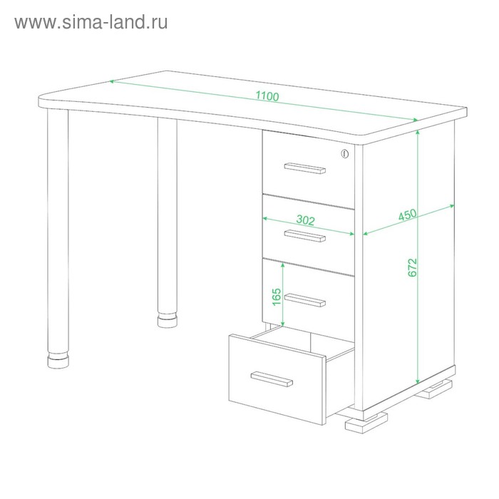 фото Стол скм-50, угол левый, 1100 × 620 × 770 мм, цвет венге