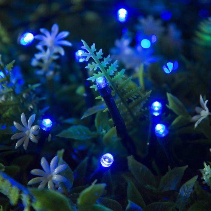 фото Гирлянда "нить" 10 м, тёмная нить, 100 led, свечение синее, 2 режима, солнечная батарея luazon lighting
