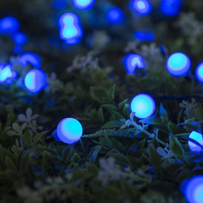 фото Гирлянда "нить" 4.5 м с насадками "шарики", ip44, тёмная нить, 30 led, свечение синее, 2 режима, солнечная батарея luazon lighting