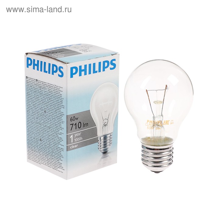 фото Лампа накаливания philips stan a55 cl 1ct/12x10, e27, 60 вт, 230 в