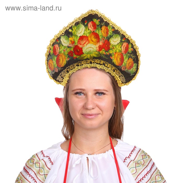 Кокошник «Жостовские цветы», на чёрном
Кокошник «Жостовские цветы», на чёрном