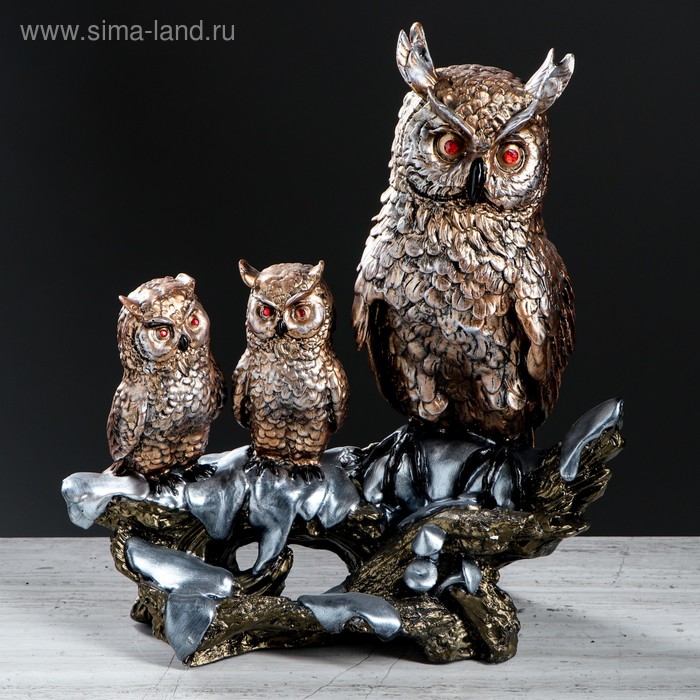 Статуэтка "Три совы на ветке", бронзовая, гипс, 35 см
Статуэтка "Три совы на ветке", бронзовая, гипс, 35 см