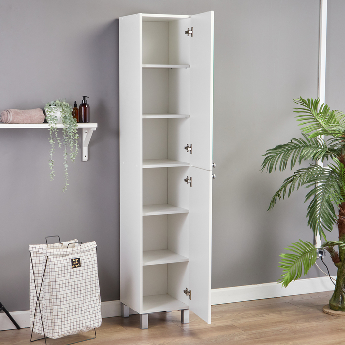 фото Пенал для ванной комнаты зеркальный, 36 х 36 х 195 см клик мебель