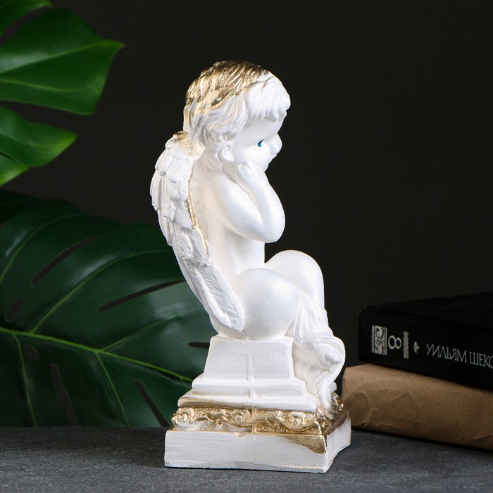 фото Фигура "ангел на пьедестале" белый 25х14х12см хорошие сувениры