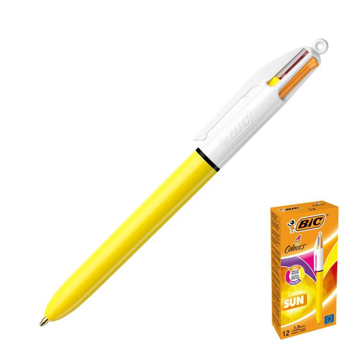 Ручка шариковая, 4-цветная ручка (фиолетовый, розовый, оранжевый, желтый), 1.0 мм, среднее письмо, BIC 4 Colours Sun
Ручка шариковая, 4-цветная ручка (фиолетовый, розовый, оранжевый, желтый), 1.0 мм, среднее письмо, BIC 4 Colours Sun