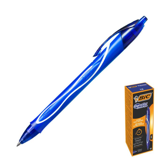 фото Ручка гелевая, автоматическая, синяя, резиновый упор, bic gel-ocity quick dry