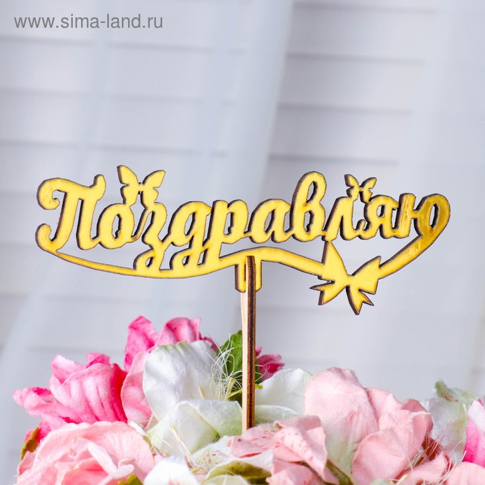 Топпер деревянный "Поздравляю" золотой Дарим Красиво 14,3х5,3 см
Топпер деревянный "Поздравляю" золотой Дарим Красиво 14,3х5,3 см