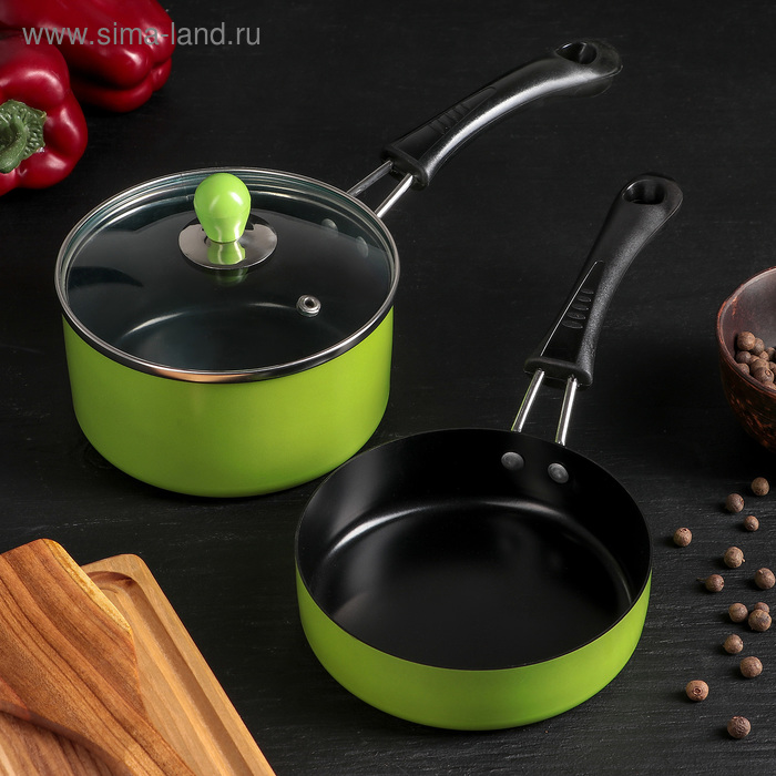 Набор посуды «Дуэт», 2 предмета: ковш с крышкой 14×7 см, сковорода d=14 см, индукция
Набор посуды «Дуэт», 2 предмета: ковш с крышкой 14×7 см, сковорода d=14 см, индукция