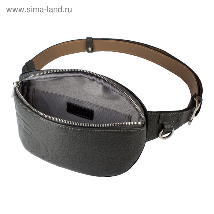 фото Поясная сумка, отдел на молнии, регулируемый ремень, цвет серый - перламутр dimanche