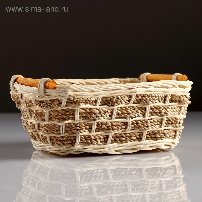 фото Корзина, с ручками, 22×16×10 см, ротанг