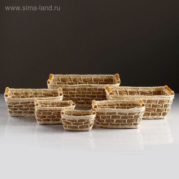 Набор корзин, 6 шт, 35×24×13, 30×21×12, 26×18×11, 22×15×11, 18×12×9, 13×10×7,5 см, ротанг
Набор корзин, 6 шт, 35×24×13, 30×21×12, 26×18×11, 22×15×11, 18×12×9, 13×10×7,5 см, ротанг
