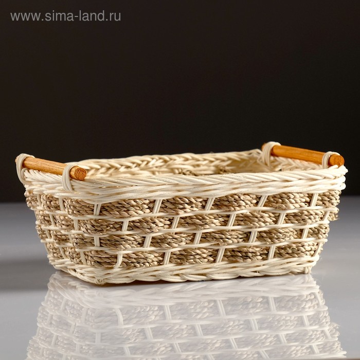 фото Корзина, с ручками, 26×20×8 см, ротанг