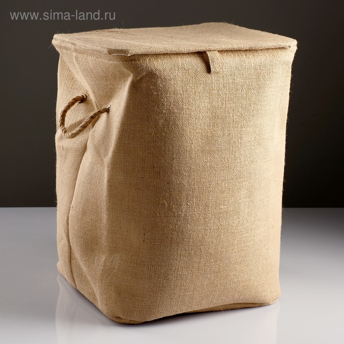 Корзина для белья, с крышкой и ручками, складная, 37×37×50 см, джут 
Корзина для белья, с крышкой и ручками, складная, 37×37×50 см, джут