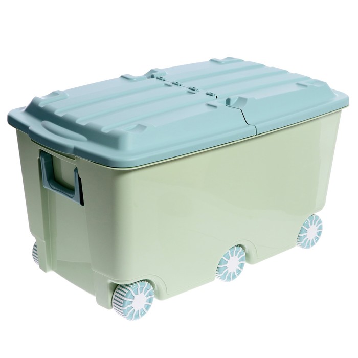 фото Ящик для игрушек на колёсах, цвет зелёный пластишка