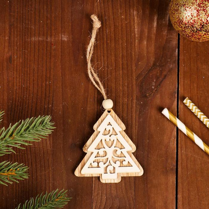 фото Подвеска новогодняя «ель с узорами» лесная мастерская