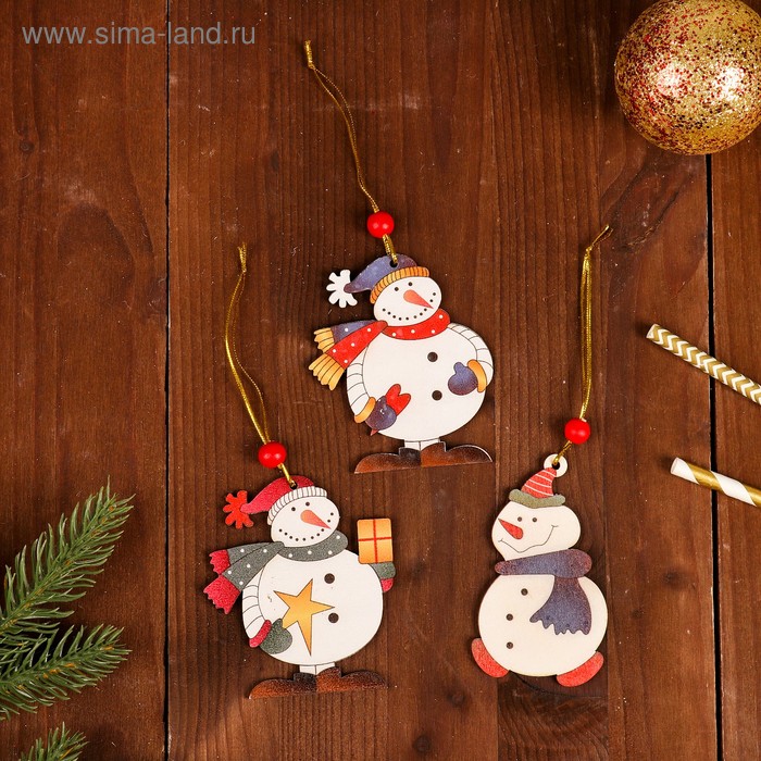 фото Подвеска новогодняя «снеговик» лесная мастерская