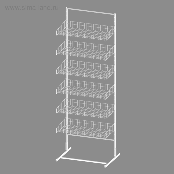 Стойка торговая универсальная 6 корзин 640 мм, цвет белый
Стойка торговая универсальная 6 корзин 640 мм, цвет белый
