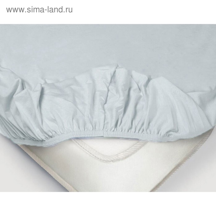 Простыня на резинке, размер 200 × 200 × 20 см, поплин, цвет голубой 
Простыня на резинке, размер 200 × 200 × 20 см, поплин, цвет голубой